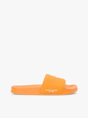 Script Monogram Canvas Pool Slide, Orange Hype