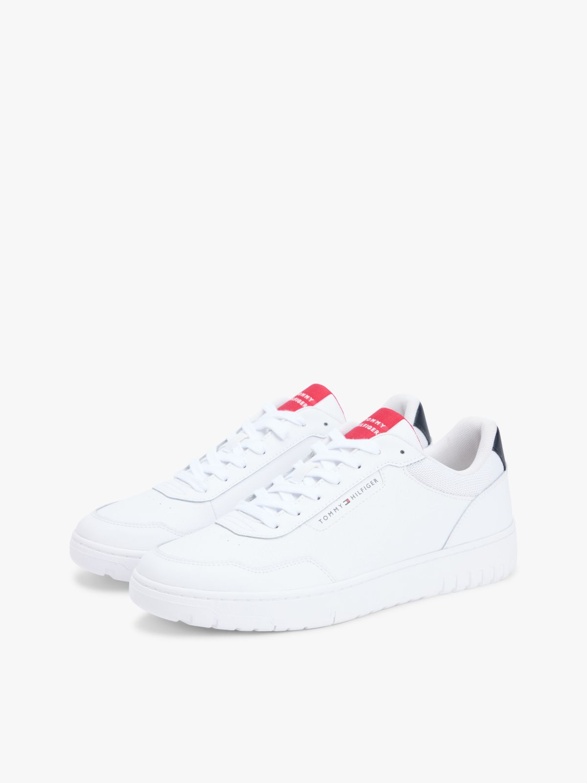 Lightweight Leather Mix Court Sneaker — White