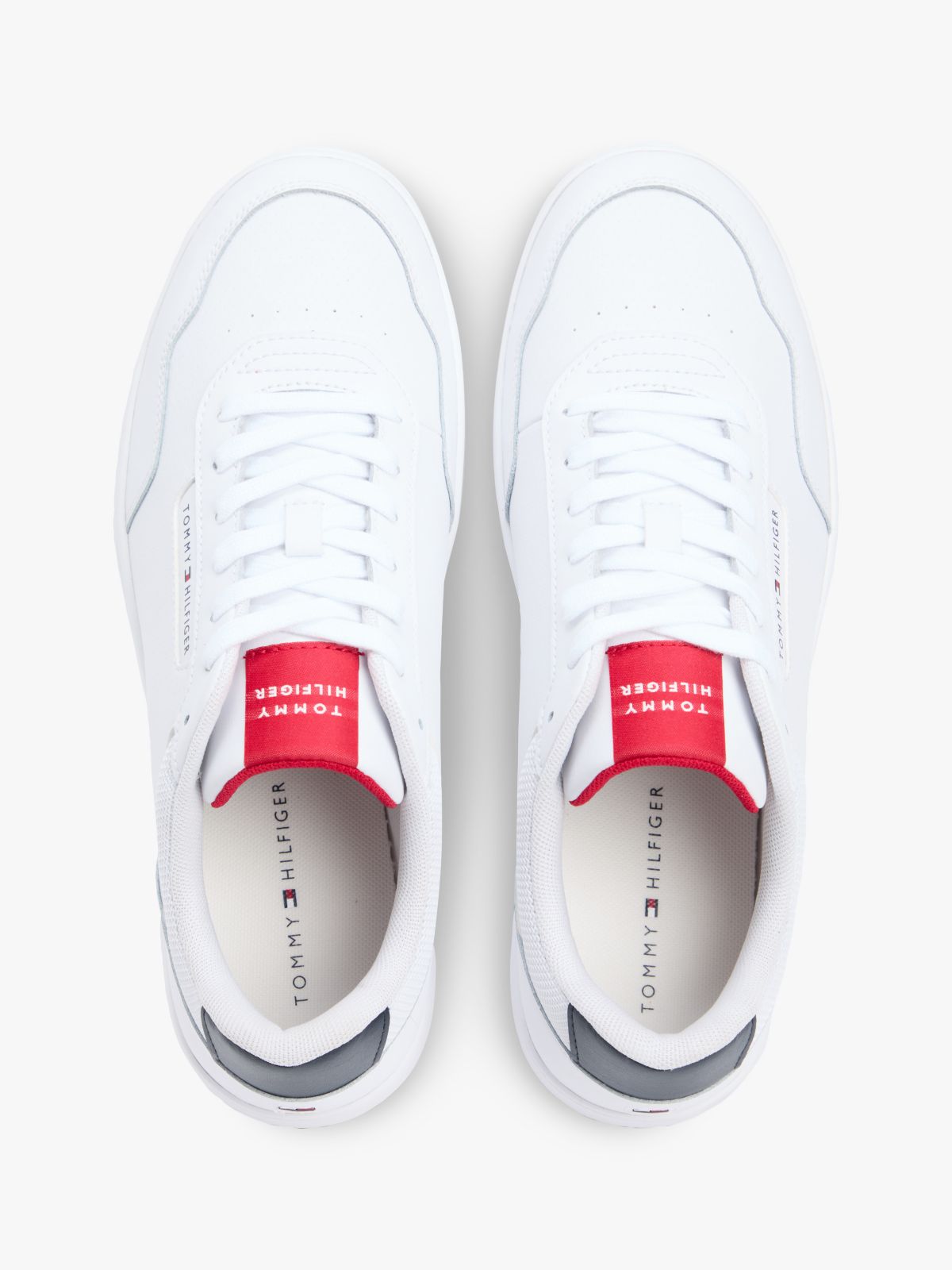 Lightweight Leather Mix Court Sneaker — White