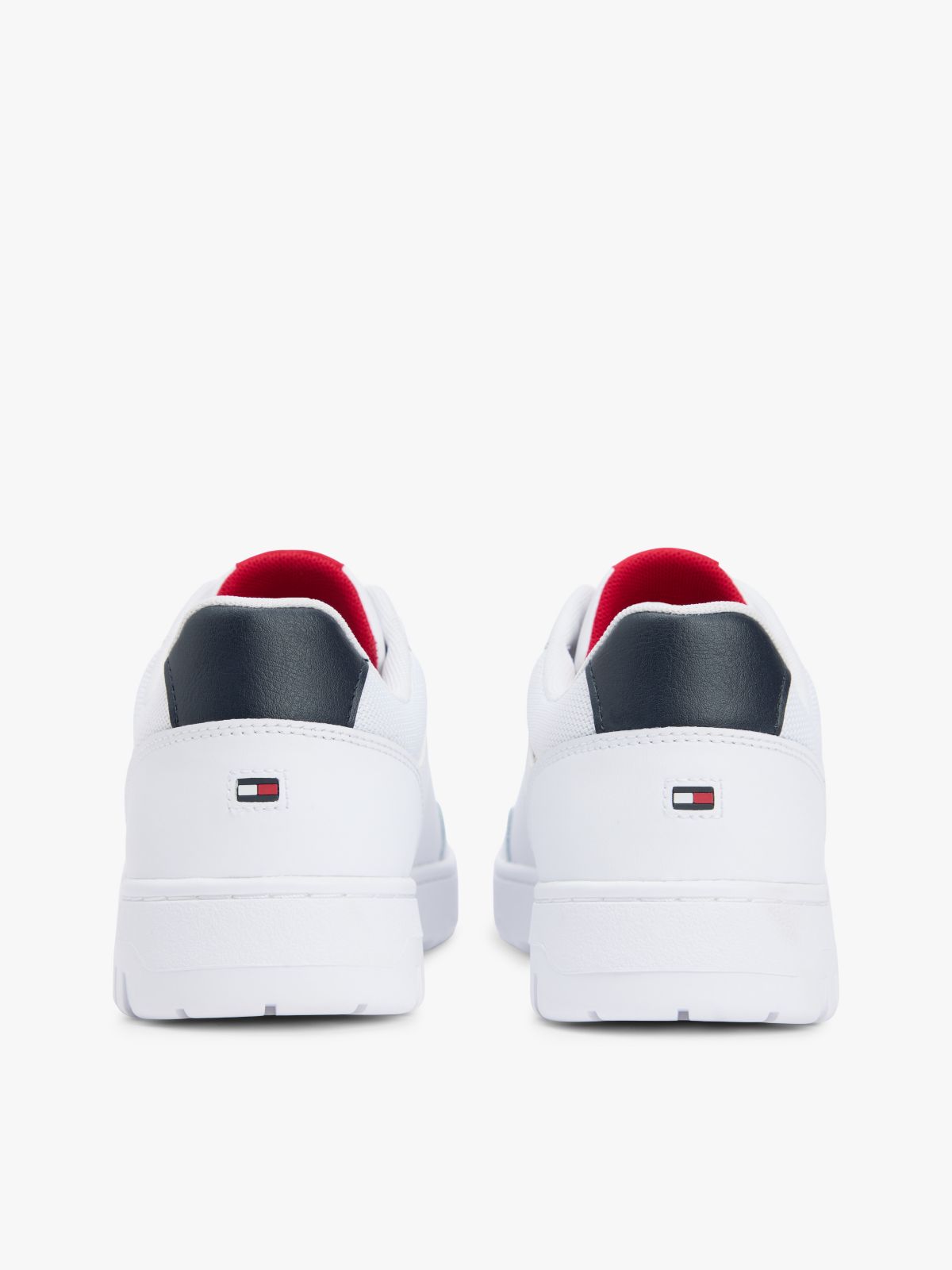 Lightweight Leather Mix Court Sneaker — White