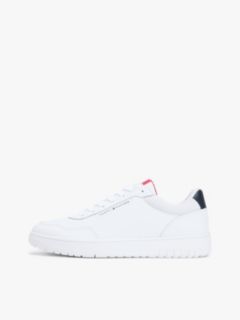Lightweight Leather Mix Court Sneaker — White 7