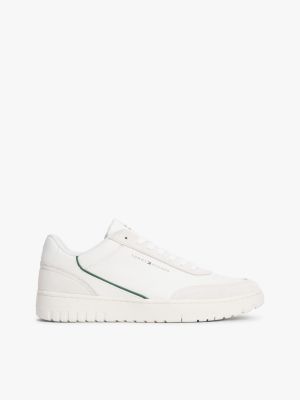 Mixed-Media Court Sneaker, Ecru