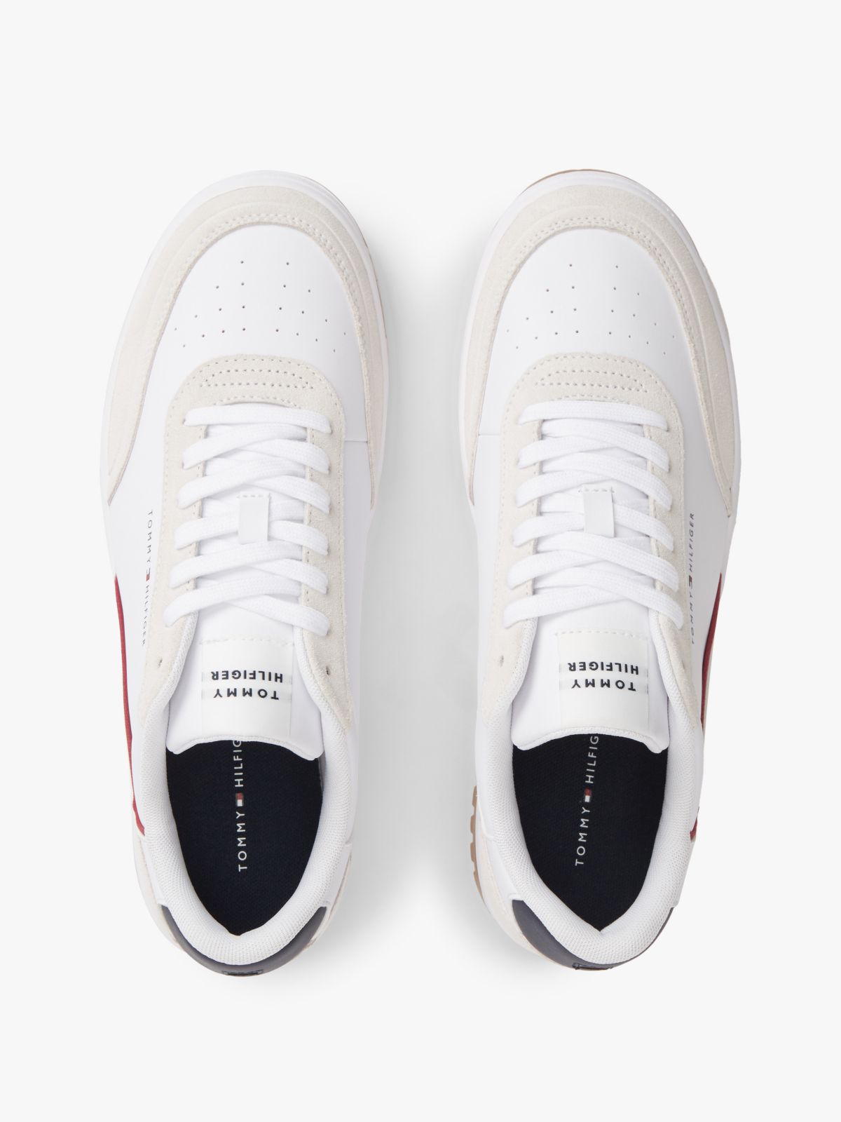 Mixed-Media Court Sneaker — White