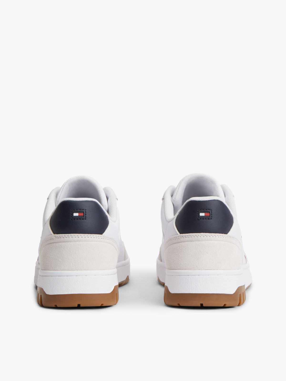 Mixed-Media Court Sneaker — White