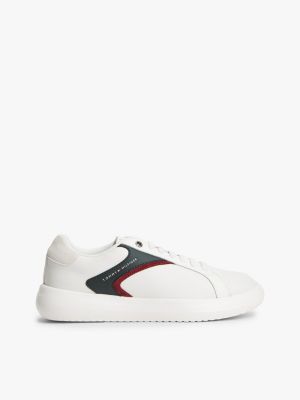 Leather Cupsole Sneaker, Red/White/Blue
