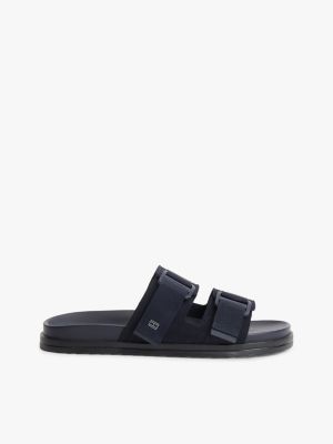Double-Strap Suede Sandal, Navy