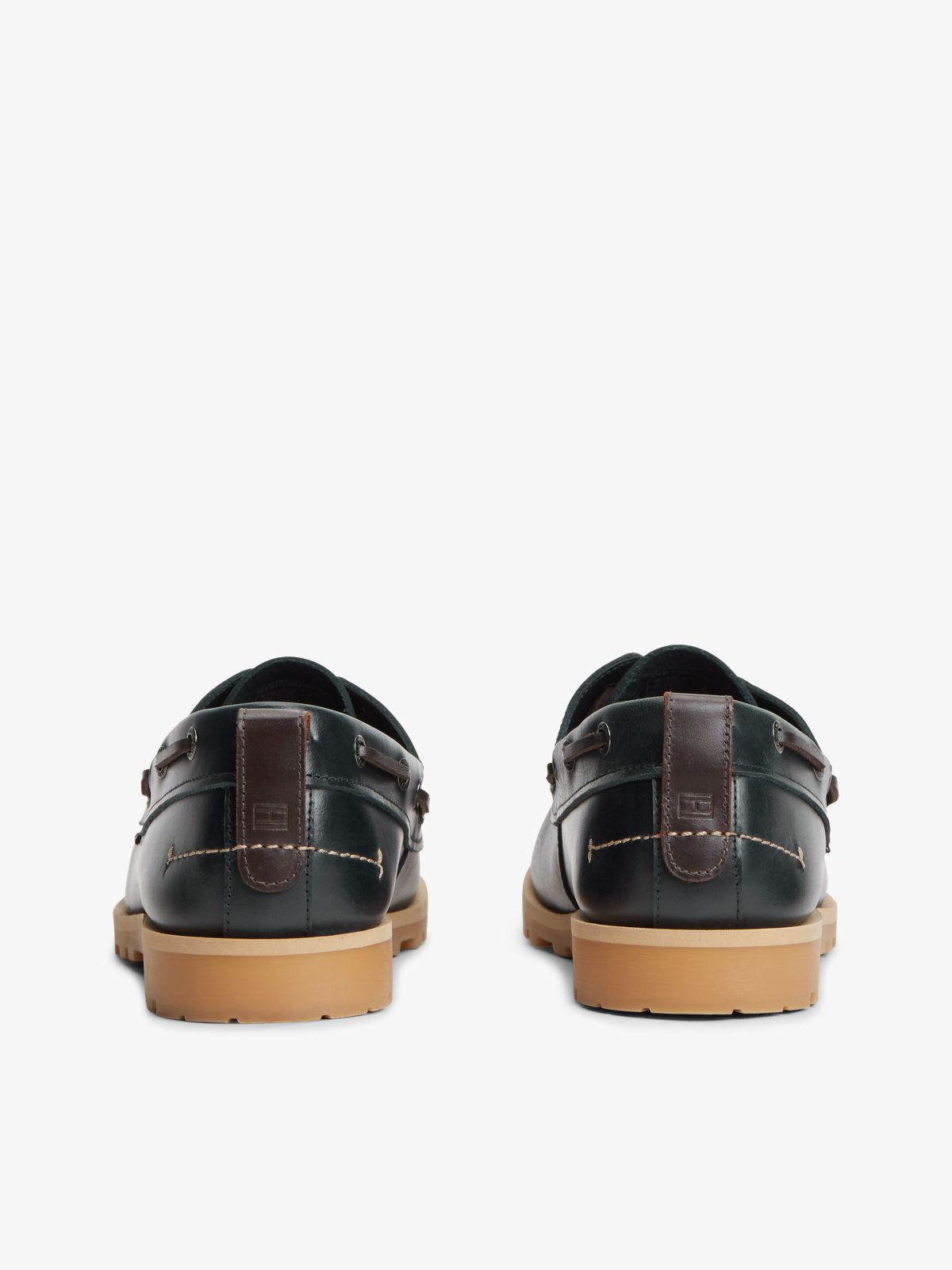 Woven Leather Boat Shoe — Navy