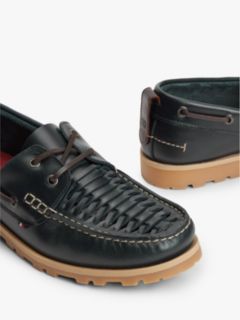 Woven Leather Boat Shoe — Navy 6