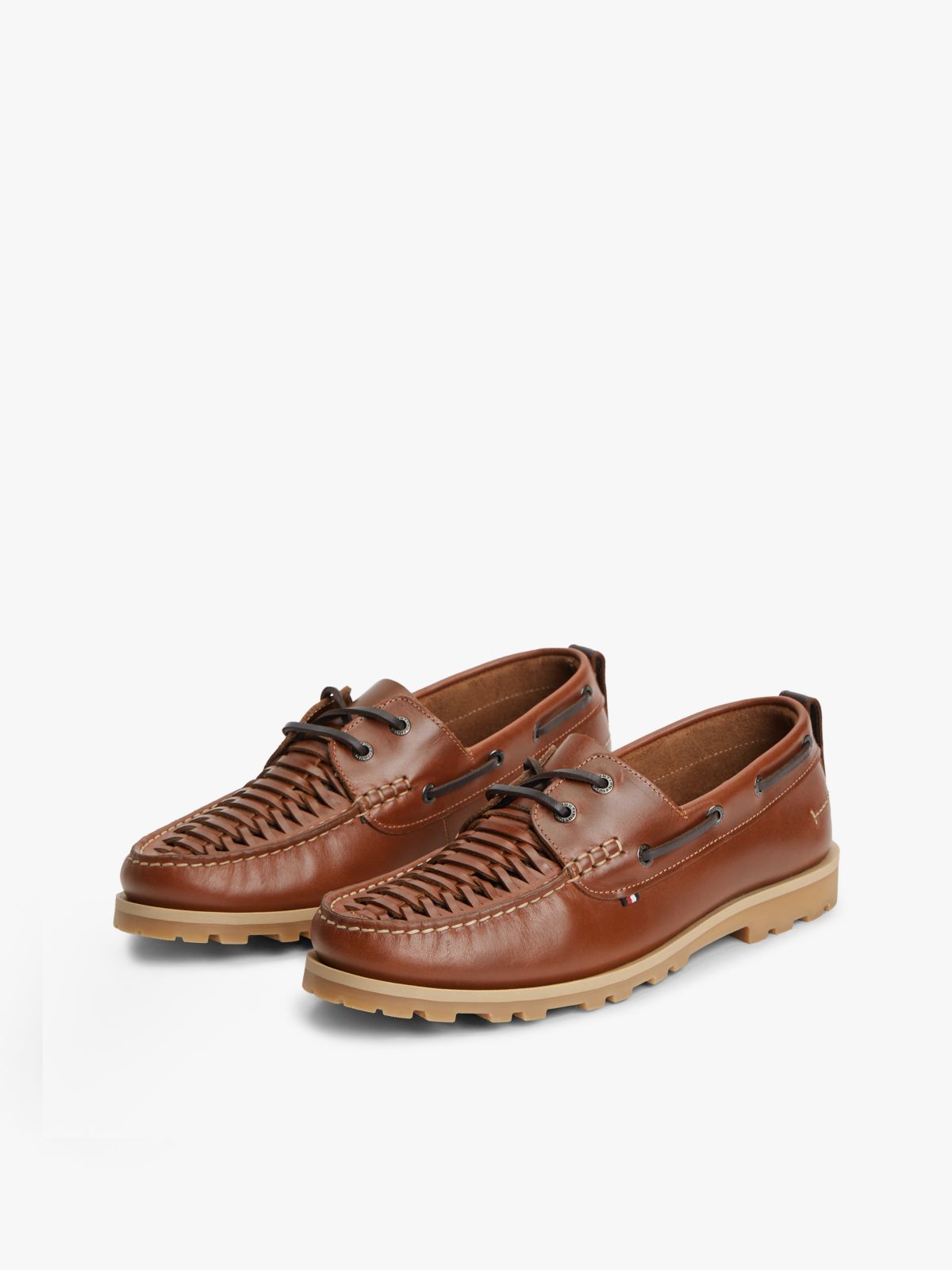 Woven Leather Boat Shoe — Ginger Clay