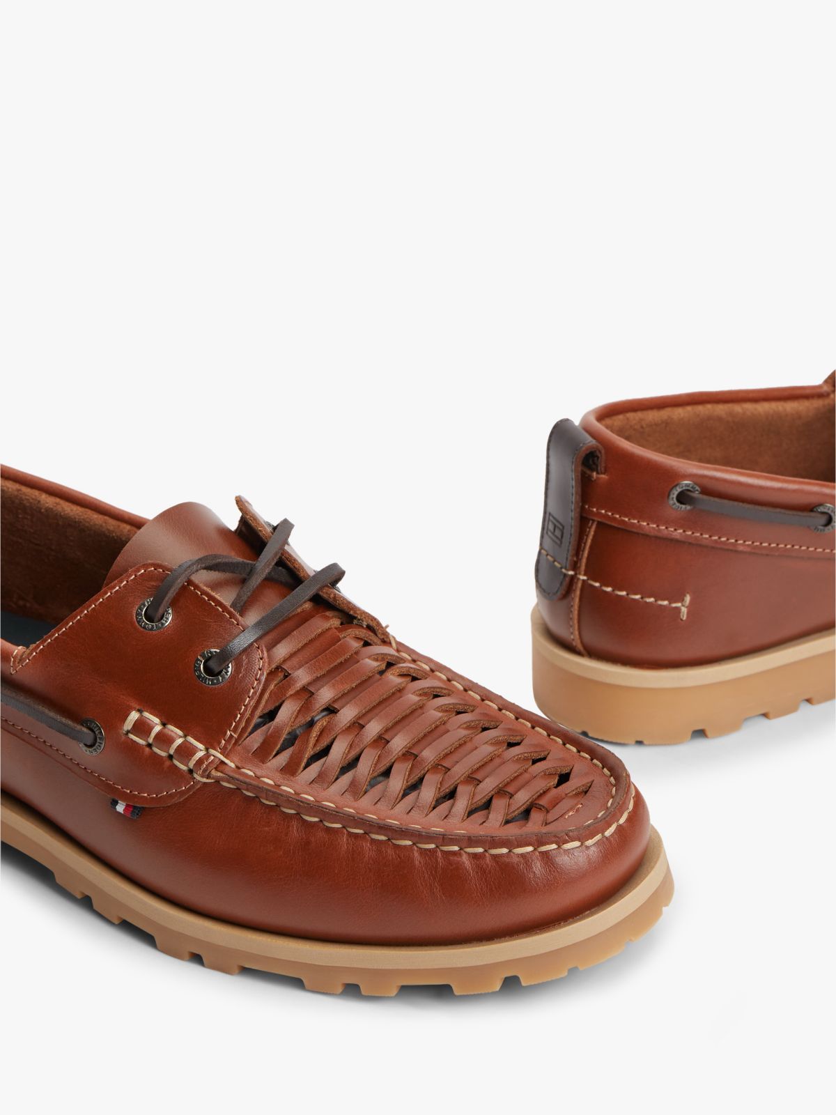 Woven Leather Boat Shoe — Ginger Clay