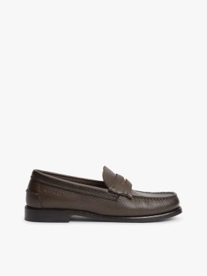 Pebbled Leather Penny Loafer, Cocoa
