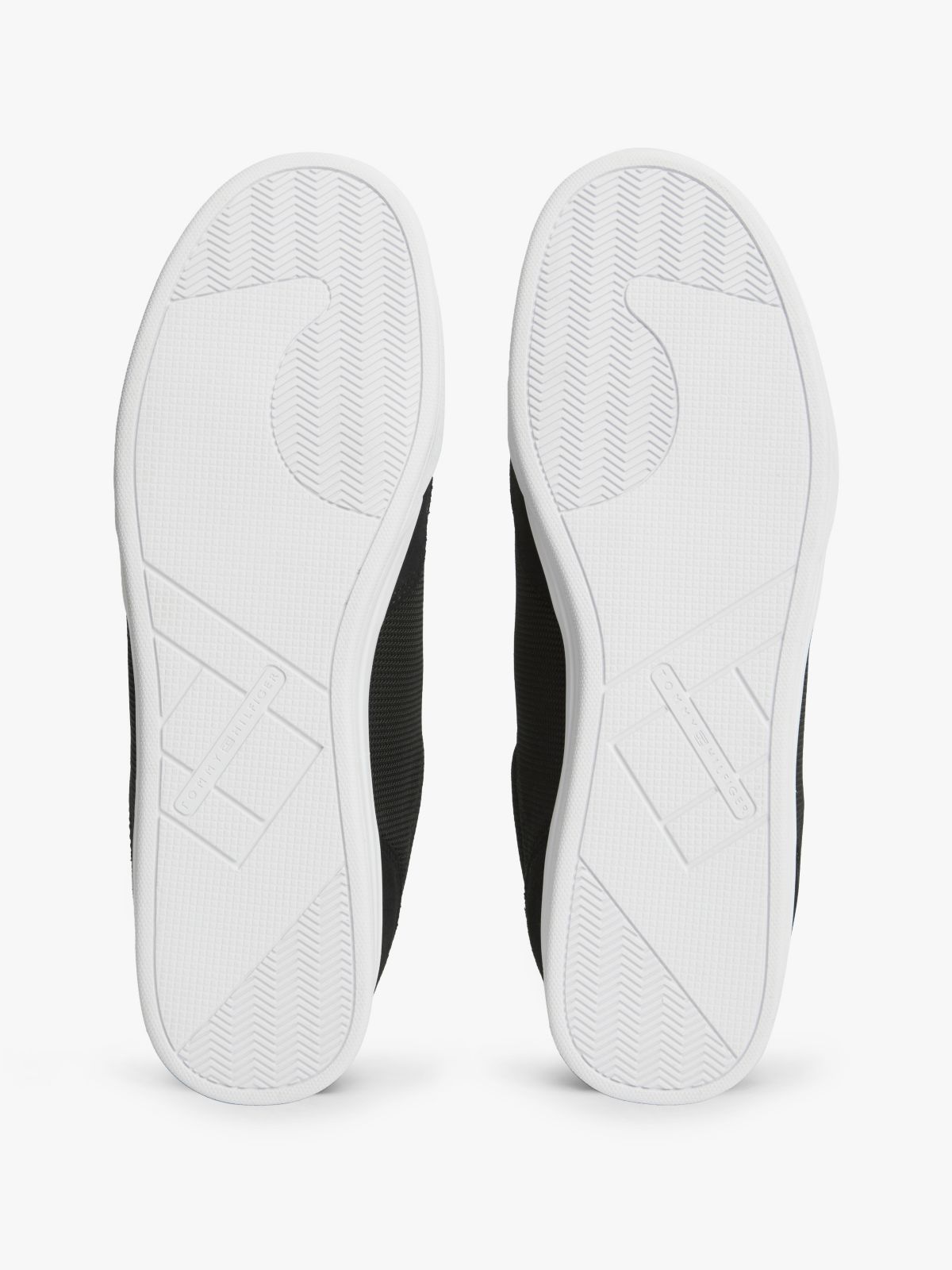 Mixed-Media Low-Top Cupsole Sneaker — Black