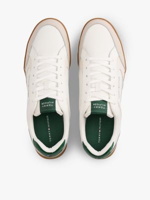 Мужские кроссовки Tommy Hilfiger Leather Low-Top Cupsole, цвет: Слоновая кость / Зелёный — фото 3