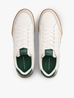 Leather Low-Top Cupsole Sneaker — Ivory Petal/Street Green 3