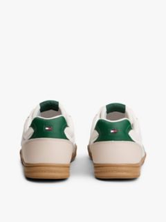 Leather Low-Top Cupsole Sneaker — Ivory Petal/Street Green 4