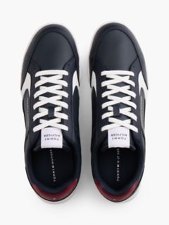 Leather Low-Top Cupsole Sneaker — Red/White/Blue 3