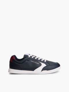 Leather Low-Top Cupsole Sneaker — Red/White/Blue 1