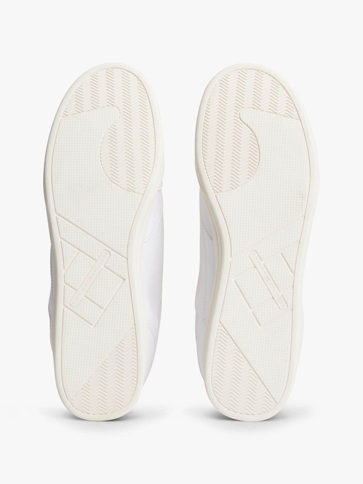 Leather Low-Top Cupsole Sneaker — White/Navy