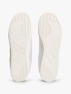 Leather Low-Top Cupsole Sneaker — White/Navy 5