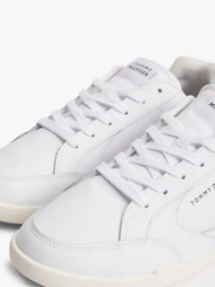 Leather Low-Top Cupsole Sneaker — White/Navy 6