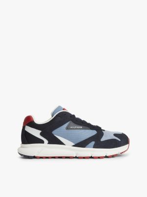 Mixed-Media Runner Sneaker, Navy/Brisk Blue