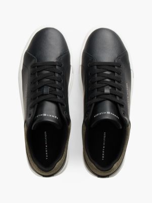 Мужские кроссовки Tommy Hilfiger Tommy Logo Mixed-Texture Court, цвет: Чёрный — фото 3