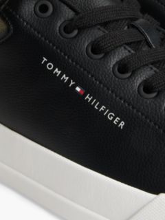 Tommy Logo Mixed-Texture Court Sneaker — Black 6