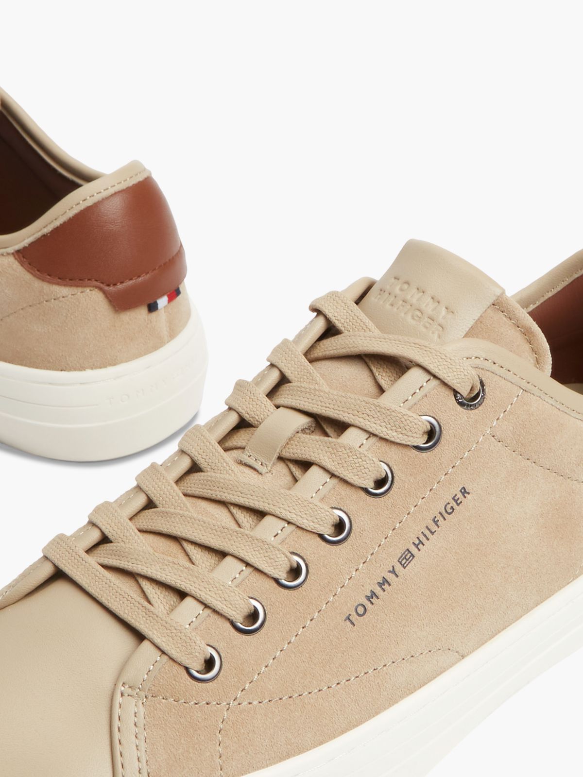 Mixed-Suede Court Sneaker — Horseradish