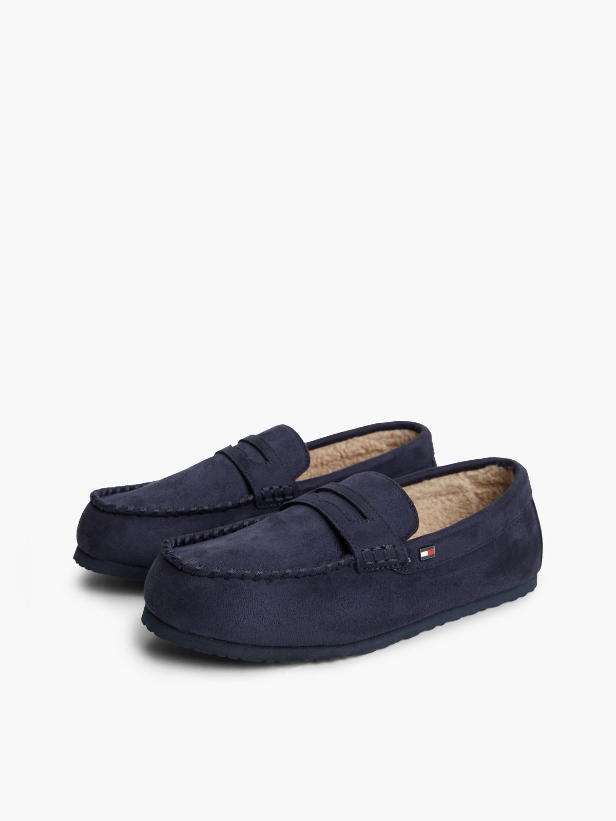 Fleece-Lined Loafer Slipper — Navy Blue