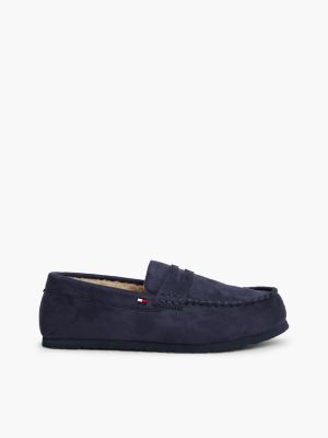Fleece-Lined Loafer Slipper, Navy Blue