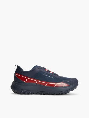 Waterproof Mixed-Media Tech Sneaker, Red White & Blue