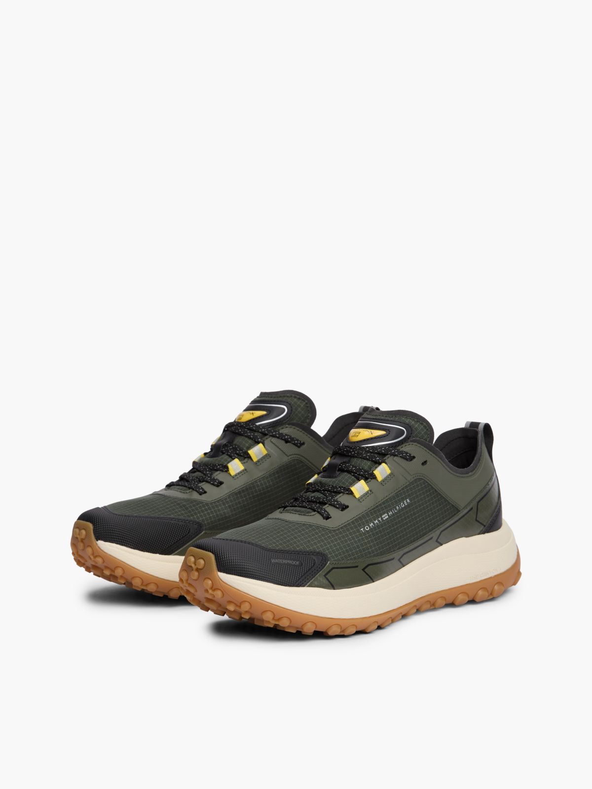 Waterproof Mixed-Media Tech Sneaker — Pewter Green