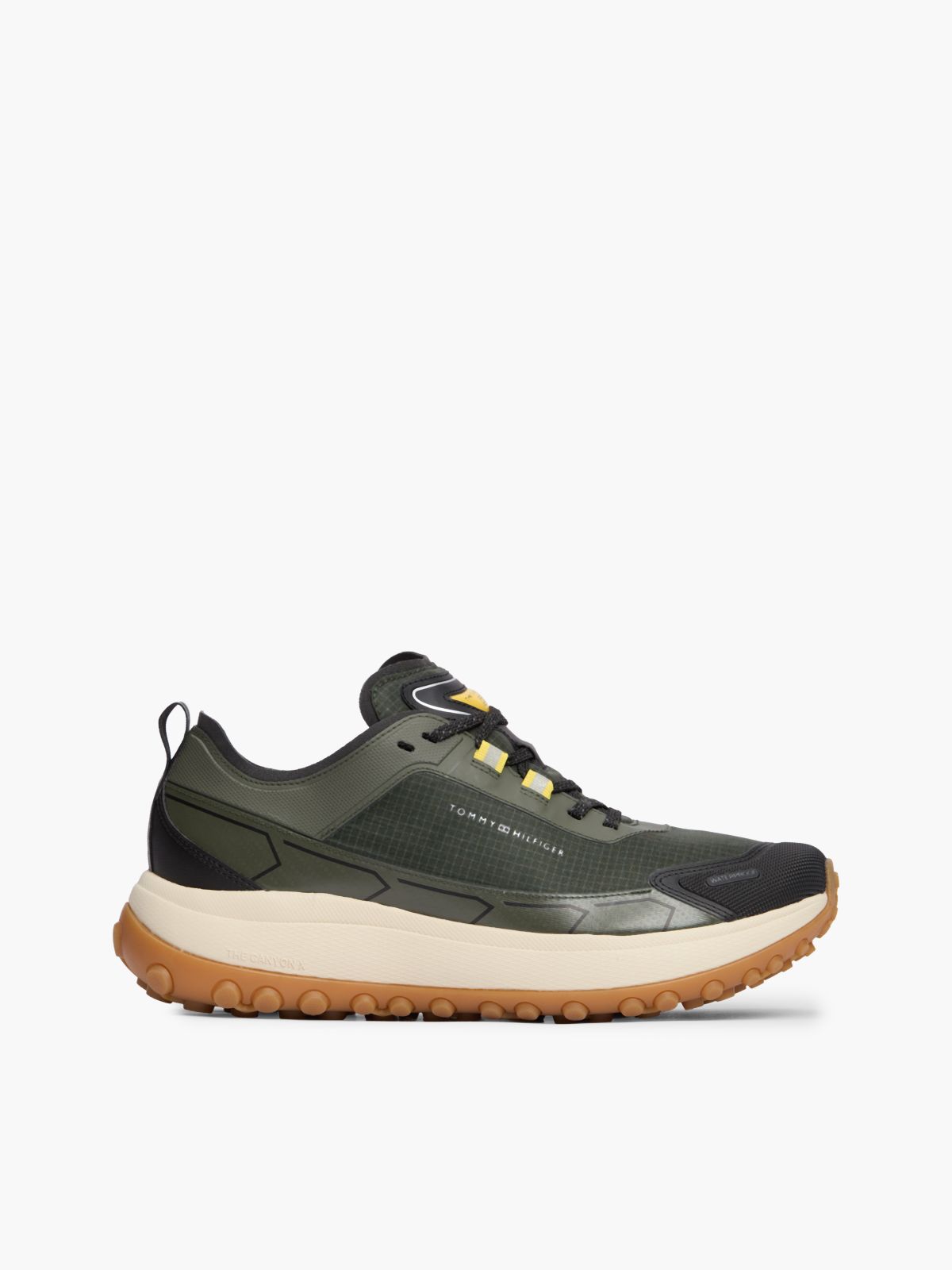 Waterproof Mixed-Media Tech Sneaker — Pewter Green