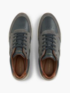 T-Logo Mixed-Leather Runner Sneaker — Navy Blue 3
