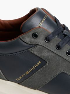 T-Logo Mixed-Leather Runner Sneaker — Navy Blue 6