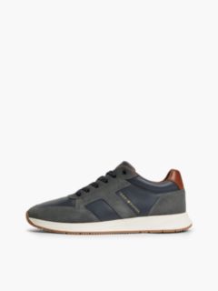T-Logo Mixed-Leather Runner Sneaker — Navy Blue 7