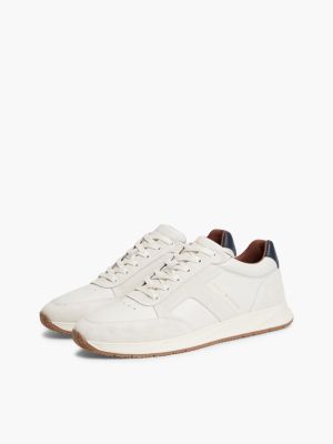 Мужские кроссовки Tommy Hilfiger T-Logo Mixed-Leather Runner, цвет: Экрю — фото 2