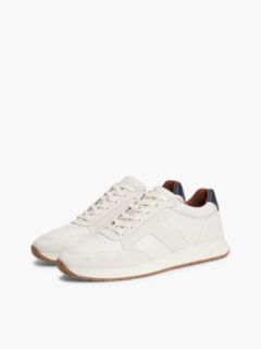 T-Logo Mixed-Leather Runner Sneaker — Ecru 2