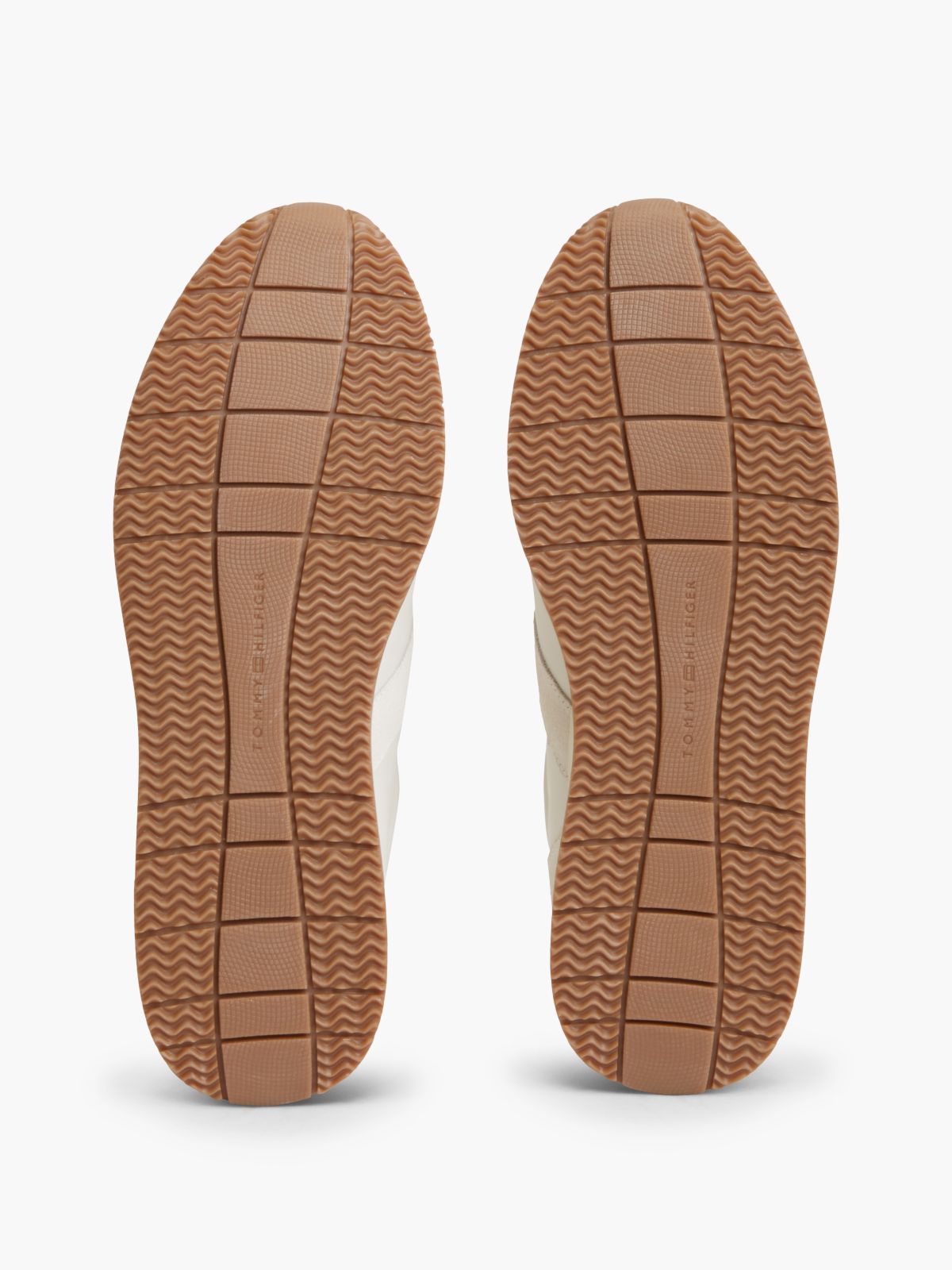 T-Logo Mixed-Leather Runner Sneaker — Ecru