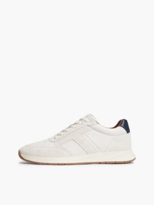 Мужские кроссовки Tommy Hilfiger T-Logo Mixed-Leather Runner, цвет: Экрю — фото 7