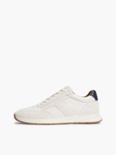 T-Logo Mixed-Leather Runner Sneaker — Ecru 7