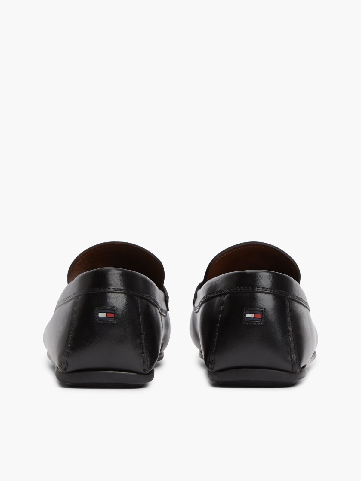 Flag Hardware Leather Driving Loafer — Black
