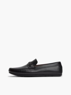 Flag Hardware Leather Driving Loafer — Black 7