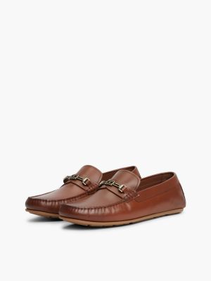 Tommy Hilfiger Men's Flag Hardware Leather Driving Loafer - Winter Cognac - US 9 / EU 42