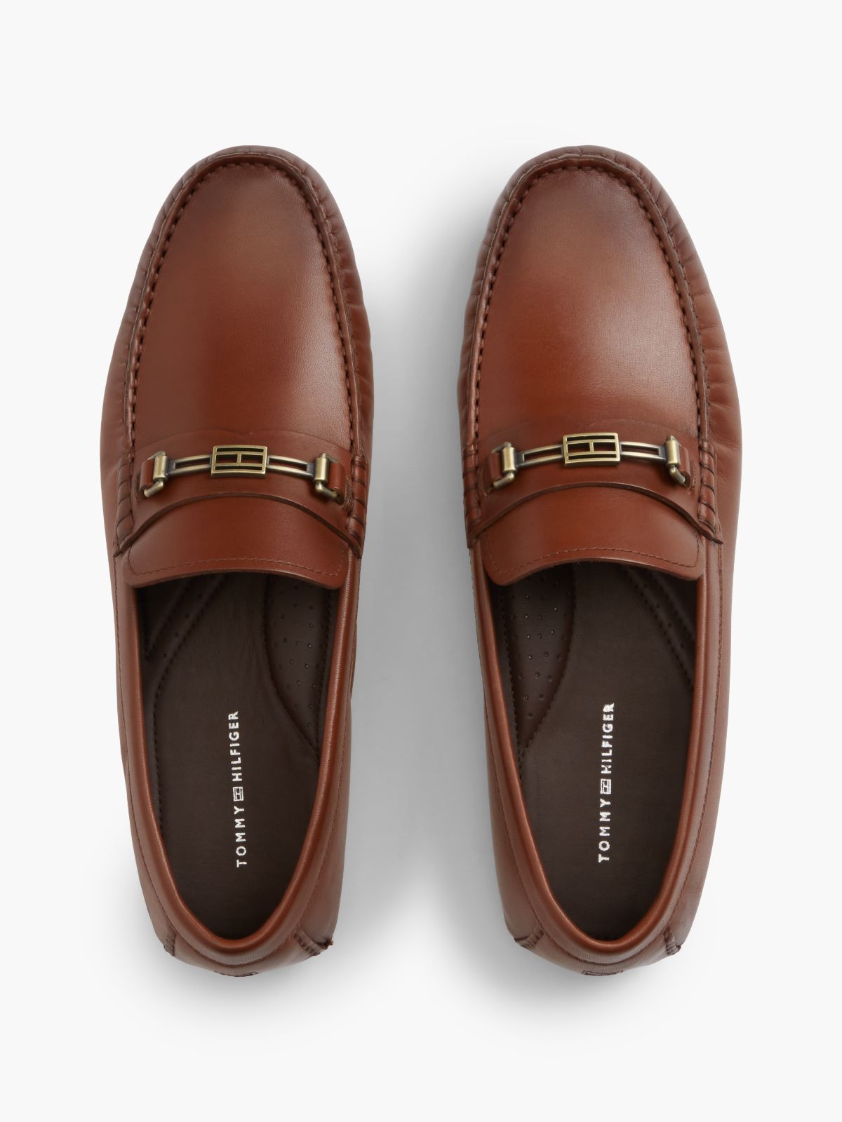 Flag Hardware Leather Driving Loafer — Winter Cognac