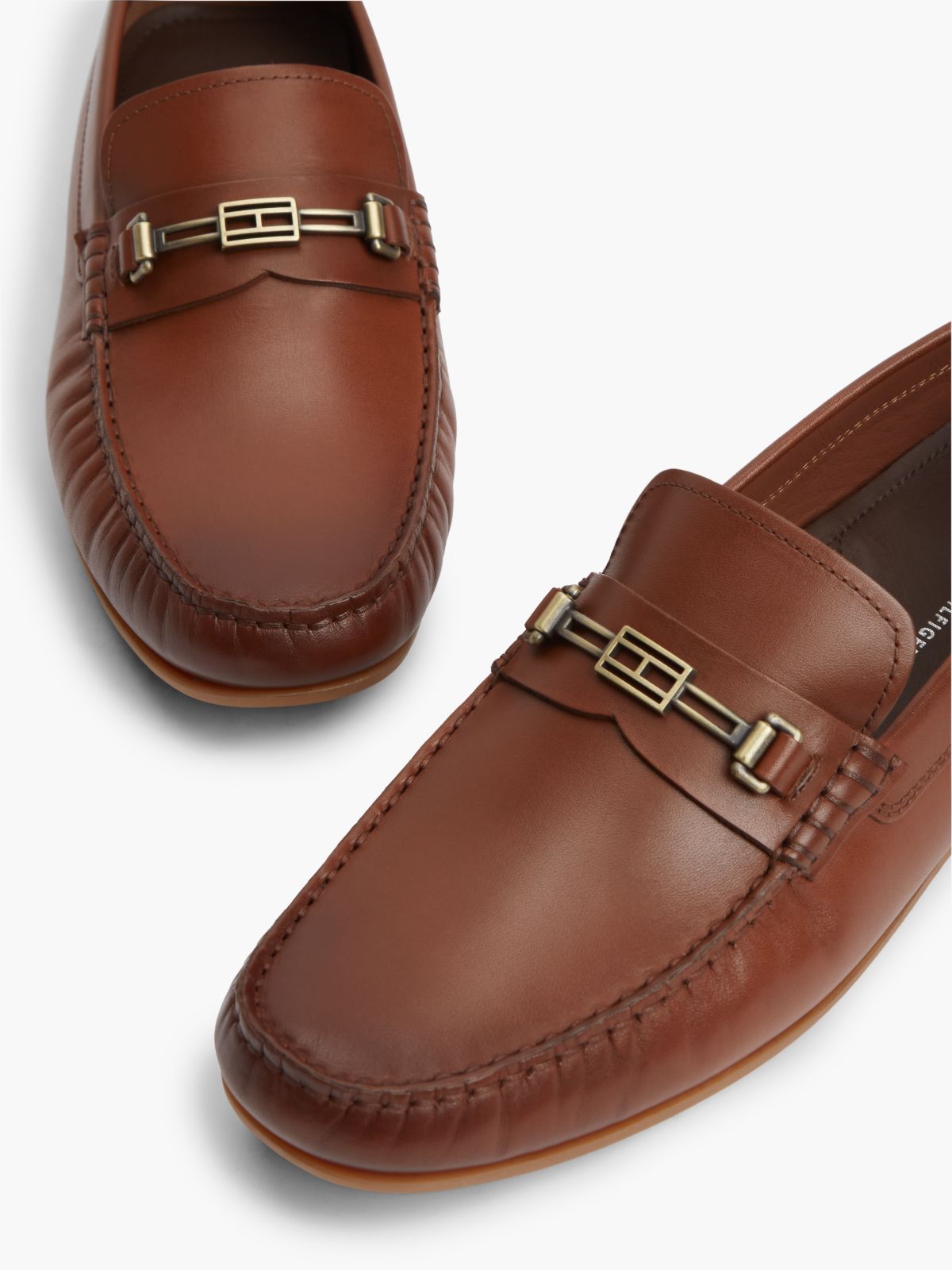 Flag Hardware Leather Driving Loafer — Winter Cognac