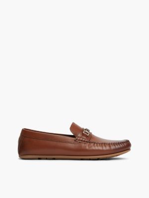 Flag Hardware Leather Driving Loafer, Winter Cognac