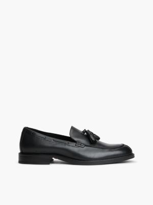 Smooth Leather Tassel Loafer, Black