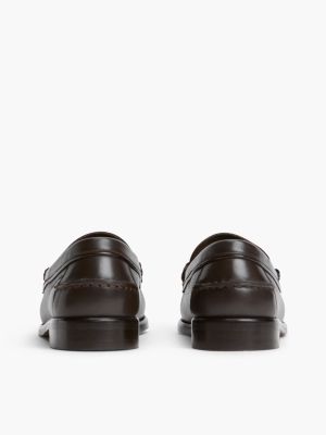 Мужские туфли Tommy Hilfiger Leather and Embossed Suede Penny Loafer, цвет: Шоколадный — фото 4