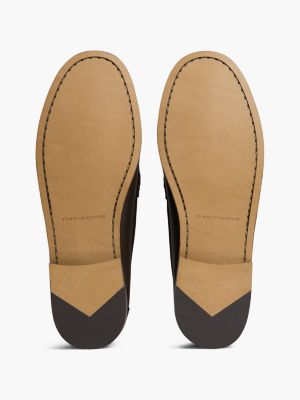 Мужские туфли Tommy Hilfiger Leather and Embossed Suede Penny Loafer, цвет: Шоколадный — фото 5